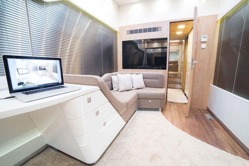 Living room and office in an exclusive motorhome by eila